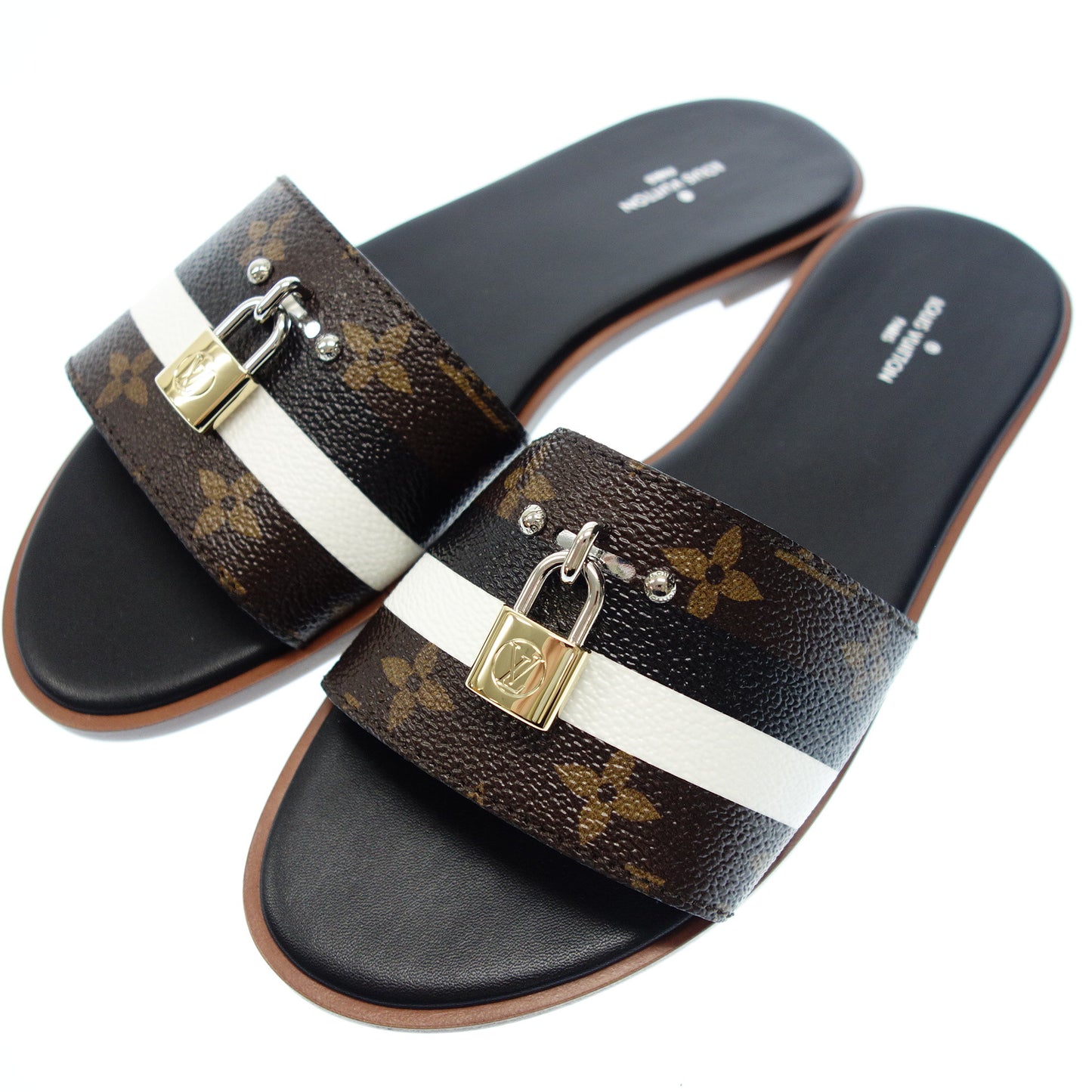 Louis Vuitton Sandals Cadena Monogram Women's 38 Black LOUIS VUITTON [AFD4] [Used] 