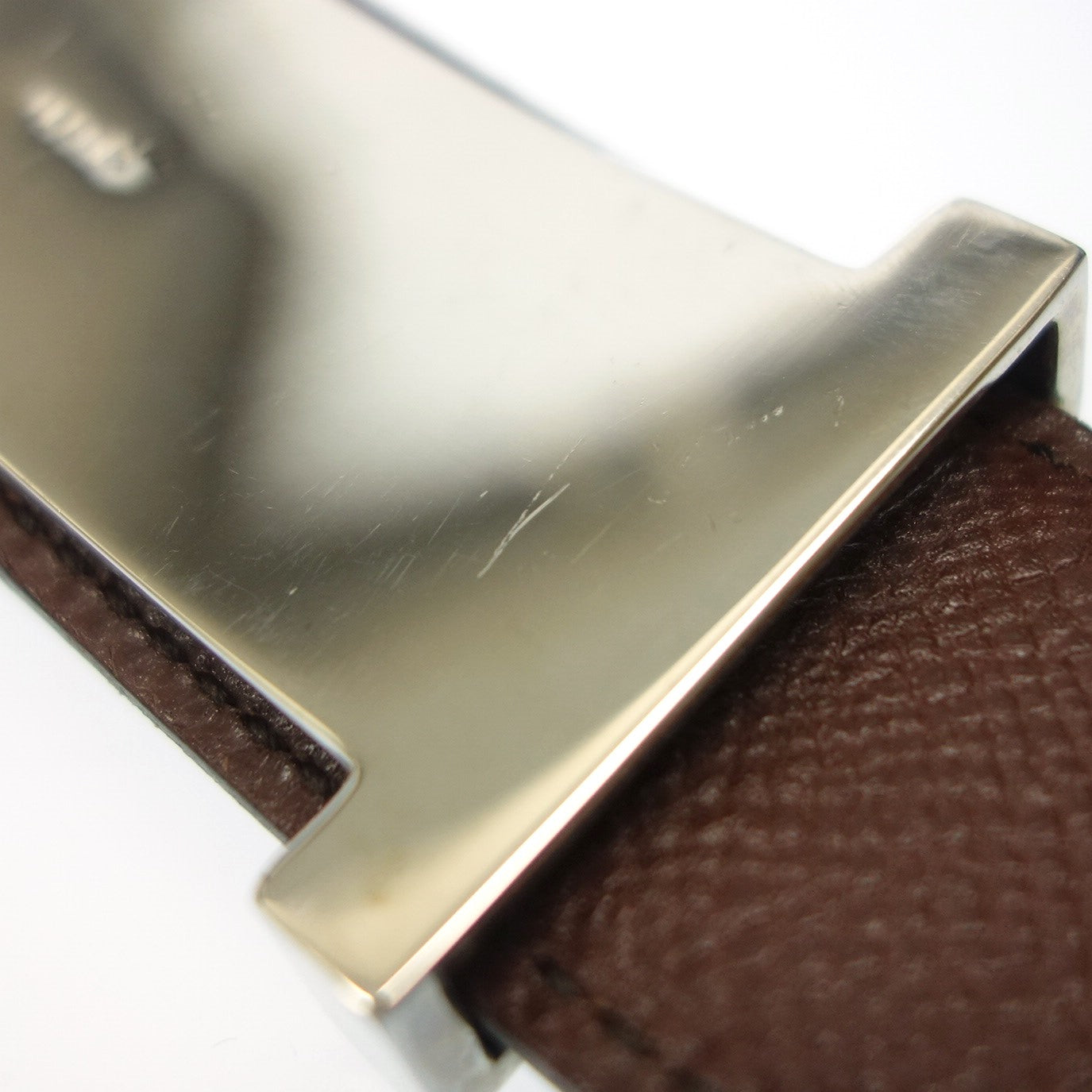 Hermes leather belt silver hardware □B carved size 90 black with box HERMES [AFI23] [Used] 