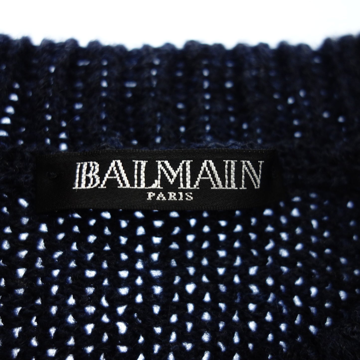 バルマン アルパカ ウール ニット セーター M メンズ ネイビー BALMAIN【AFB29】【中古】