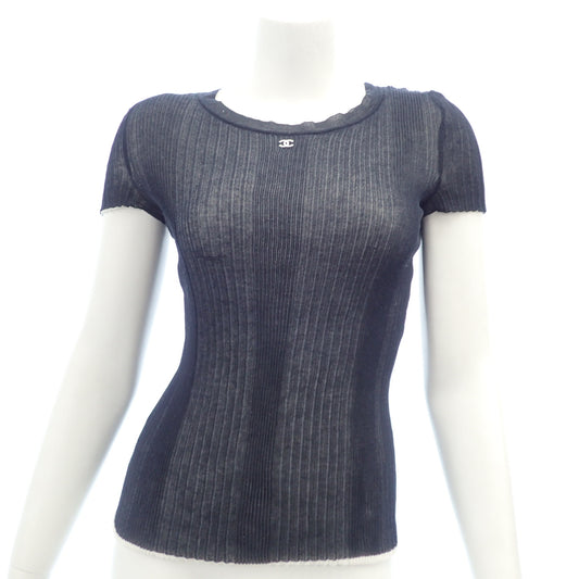 CHANEL Tops Ribbed Here Mark Women's Black CHANEL [AFB18] [Used] 