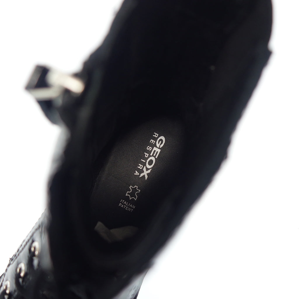 状况非常好 ◆GEOX 系带靴珐琅女士黑色尺寸 24 厘米 D26QDD GEOX [AFD12] 