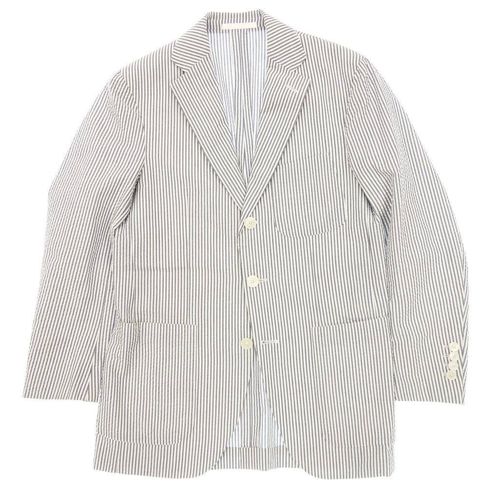 Used ◆Caruso Tailored Jacket Single Step Return 3B Seersucker Men's Blue x White Size 44 CARUSO [AFB46] 