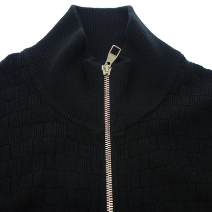 Used ◆Louis Vuitton Knit Jacket Zip Up Damier LV Leather Patch HBN46WF99 Size XS Men's Black LOUIS VUITTON [AFB30] 