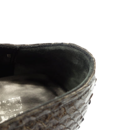 Good condition ◆ Salvatore Ferragamo Leather Loafer Slip-on Python Men's Dark Gray Size 8.5E Salvatore Ferragamo [AFD8] 