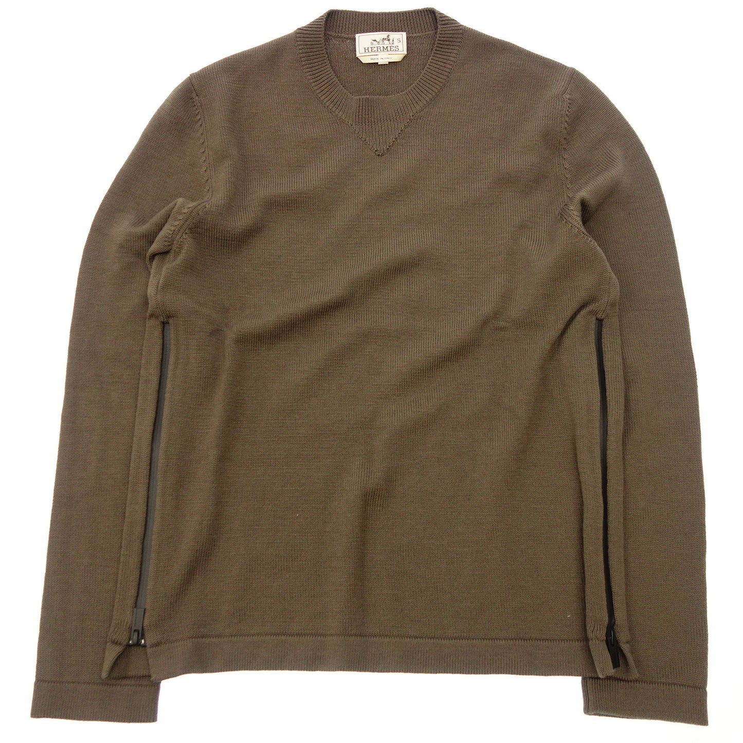 Good Condition◆Hermes Knit Sweater Side Zip Size M Men's Brown HERMES [AFB45] 