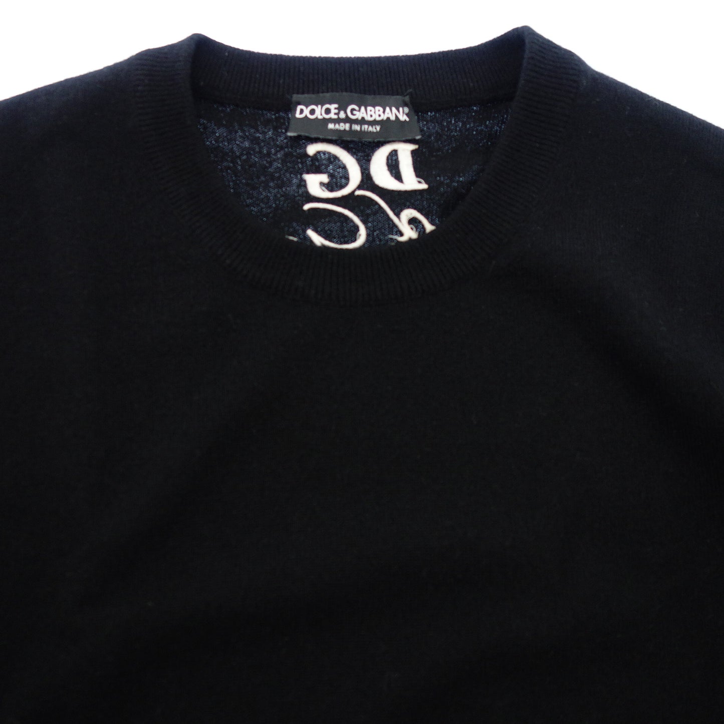 Dolce &amp; Gabbana Knit Sweater Embroidery Cashmere 100 Men's Black 52 DOLCE&amp;GABBANA [AFB3] [Used] 