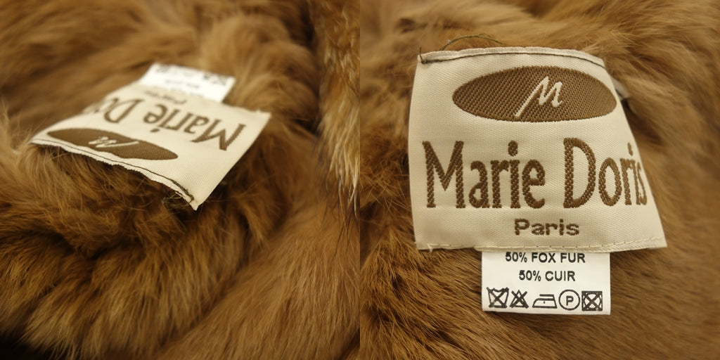 Used Marie Doris Leather Jacket Fox Fur Ladies Size M Brown Marie Doris [AFF24] 