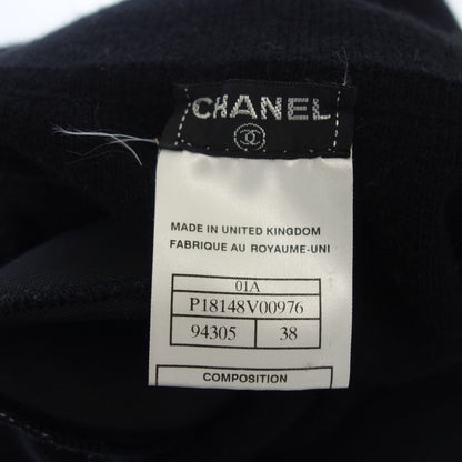 CHANEL Knit Sweater Stand Neck Wood Coco Button 01A Women's 38 Black CHANEL [AFA35] [Used] 