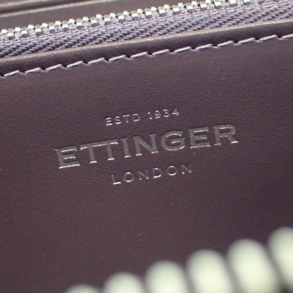 Ettinger long wallet round zip leather black x purple with box ETTINGER [AFI18] [Used] 