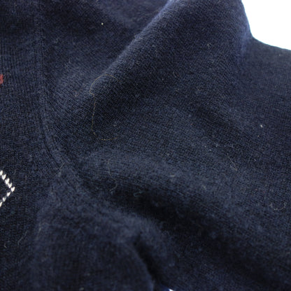 Valentino Knit Sweater Argyle Studs Men's Navy XL VALENTINO [AFB6] [Used] 