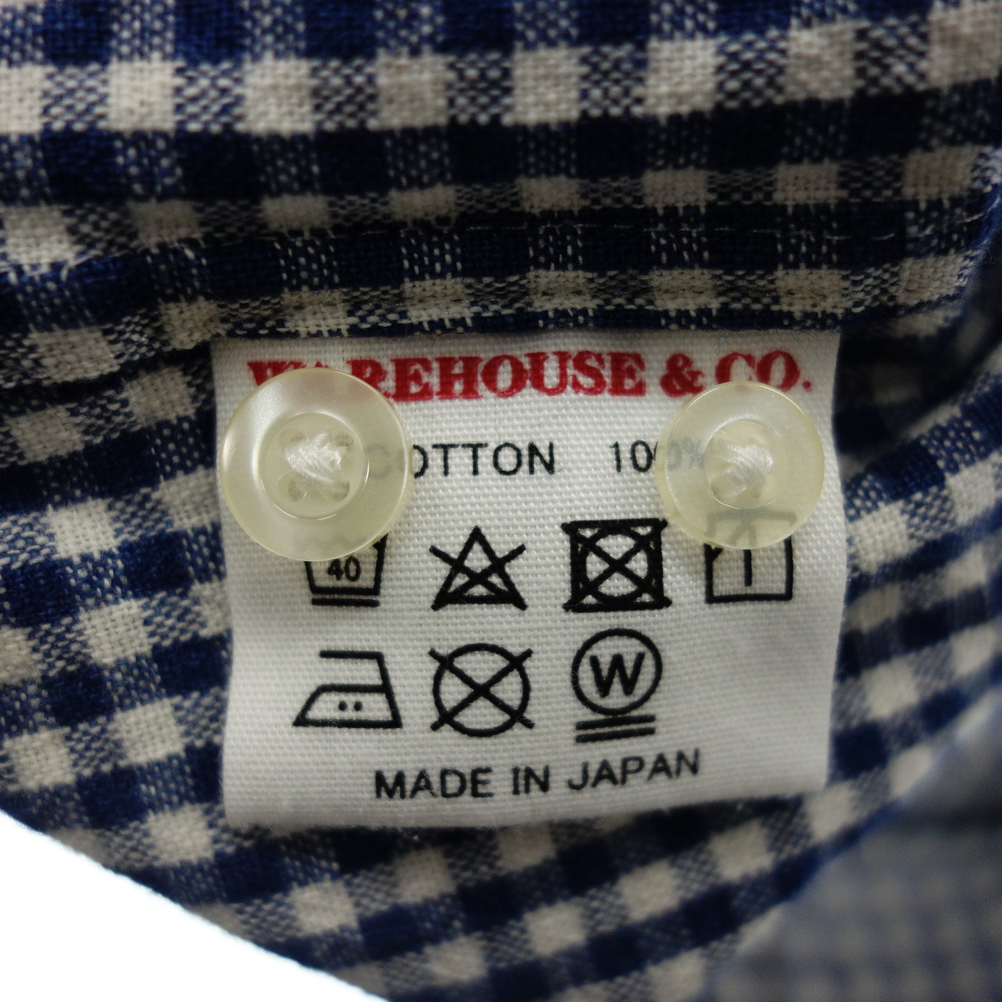 WAREHOUSE Long Sleeve Shirt Oxford Button Down Gingham Check 40 Men's Blue WAREHOUSE [AFB10] [Used] 