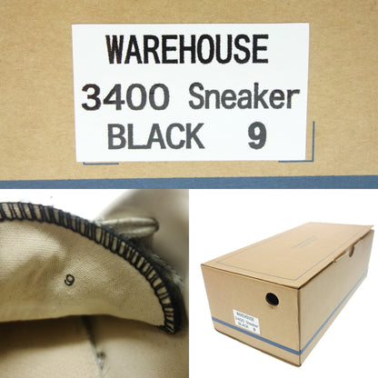 中古◆ウエアハウス スエードスニーカー オールドタイプ 3400 メンズ サイズ9 黒 箱付き WAREHOUSE【AFD5】