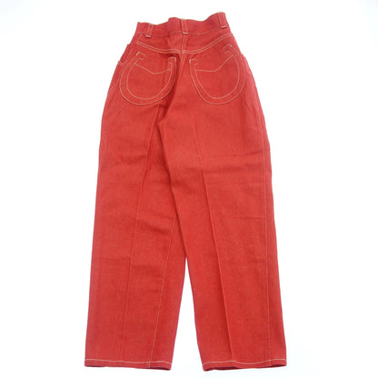 Good Condition◆Hermes Tuck Pants Gold Button Serie Ladies Red 40 HERMES [AFB24] 