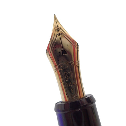 状况非常好◆白金世纪钢笔 #3776 585 雕刻笔尖 14K 蓝色 x 金色白金 [AFI8] 