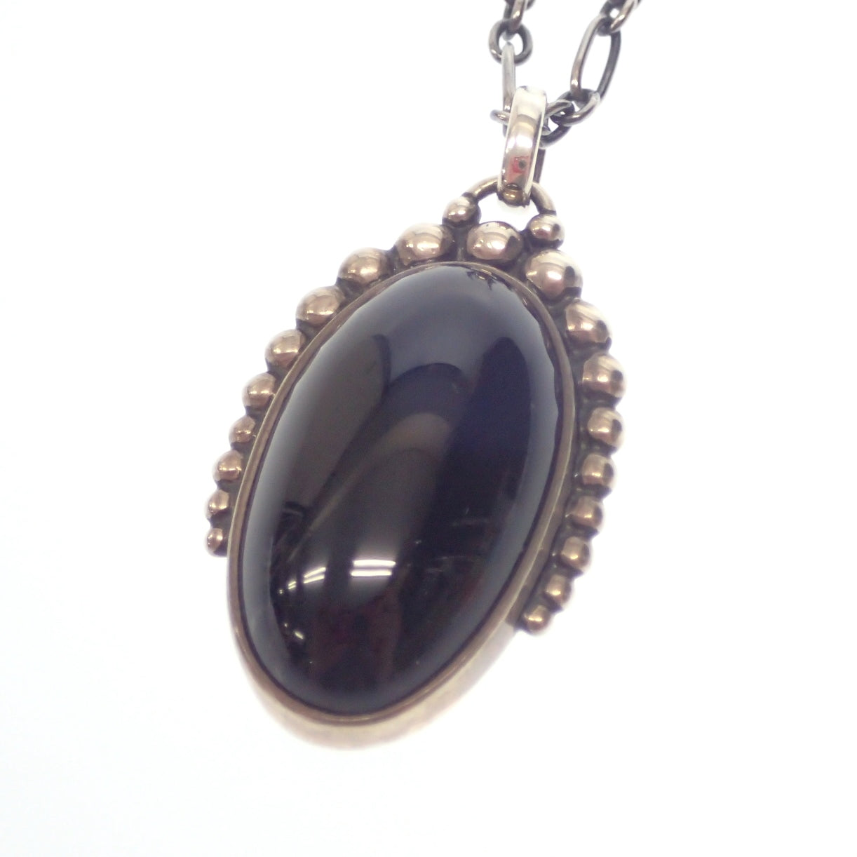 Good condition ◆ Georg Jensen necklace pendant colored stone 925S 9B onyx black x silver GEORG JENSEN [AFI10] 