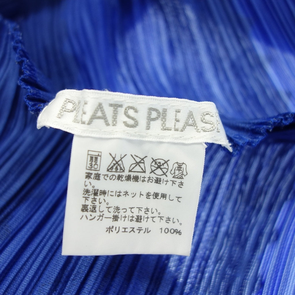 美品◆プリーツプリーズ イッセイミヤケ カットソー ハイネック ノースリーブ PP33JK652 レディース ブルー サイズ3 PLEATS PLEASE ISSEY MIYAKE【AFB33】