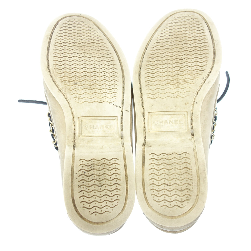 Used ◆CHANEL deck shoes ladies suede ladies beige CHANEL [AFC4] 