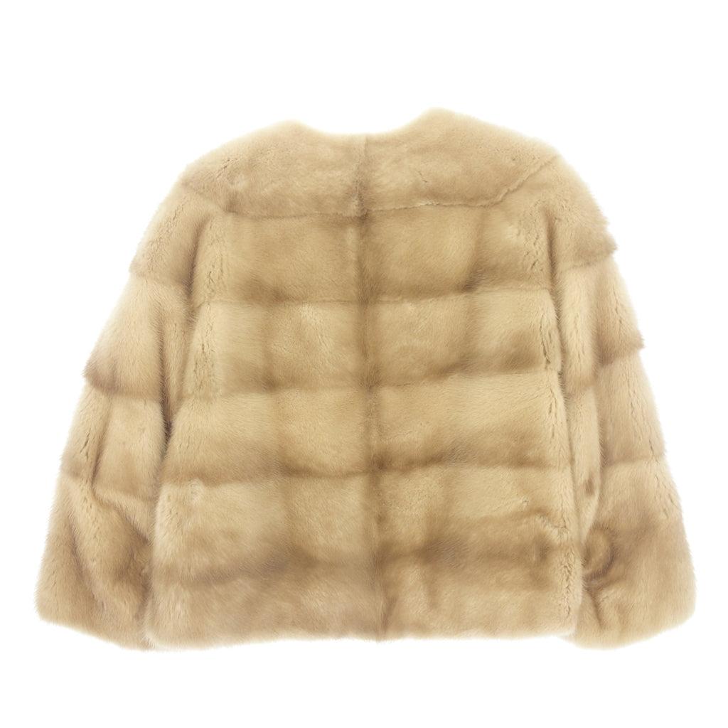 Good condition ◆ Lignaggio no collar jacket mink beige ladies size L LIGNAGGIO collezione [AFF19] 