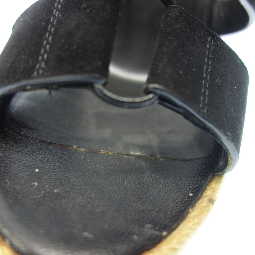 Used ◆Saint Laurent Wedge Sandals Espadrilles Women's 36.5 Black SAINT LAURENT [AFC43] 