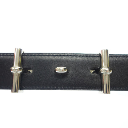 Hermes leather belt silver hardware □B carved size 90 black with box HERMES [AFI23] [Used] 