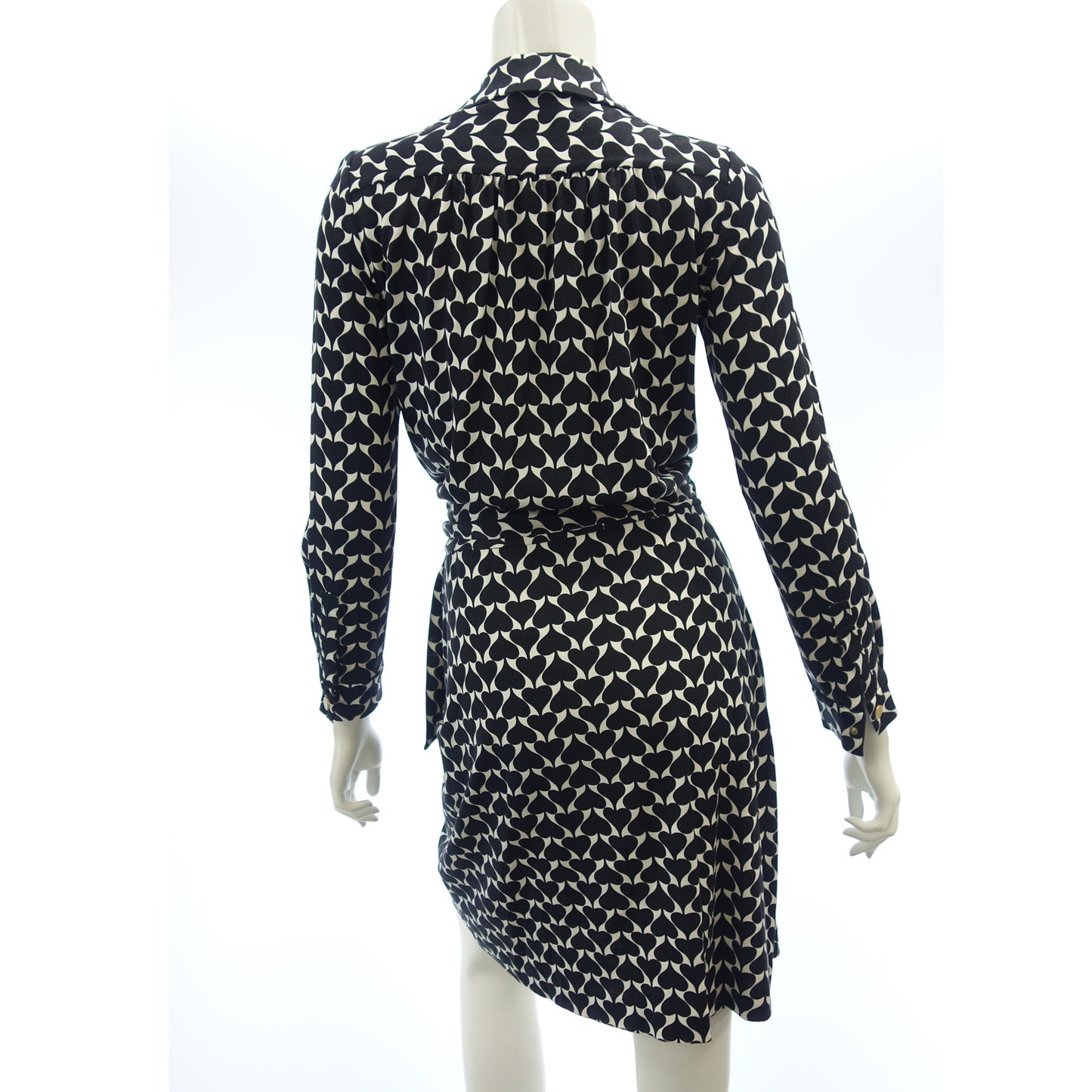 Good condition ◆ Diane Von Furstenberg long sleeve dress silk all over pattern black size 0 DIANE VON FURSTENBERG [AFB13] 