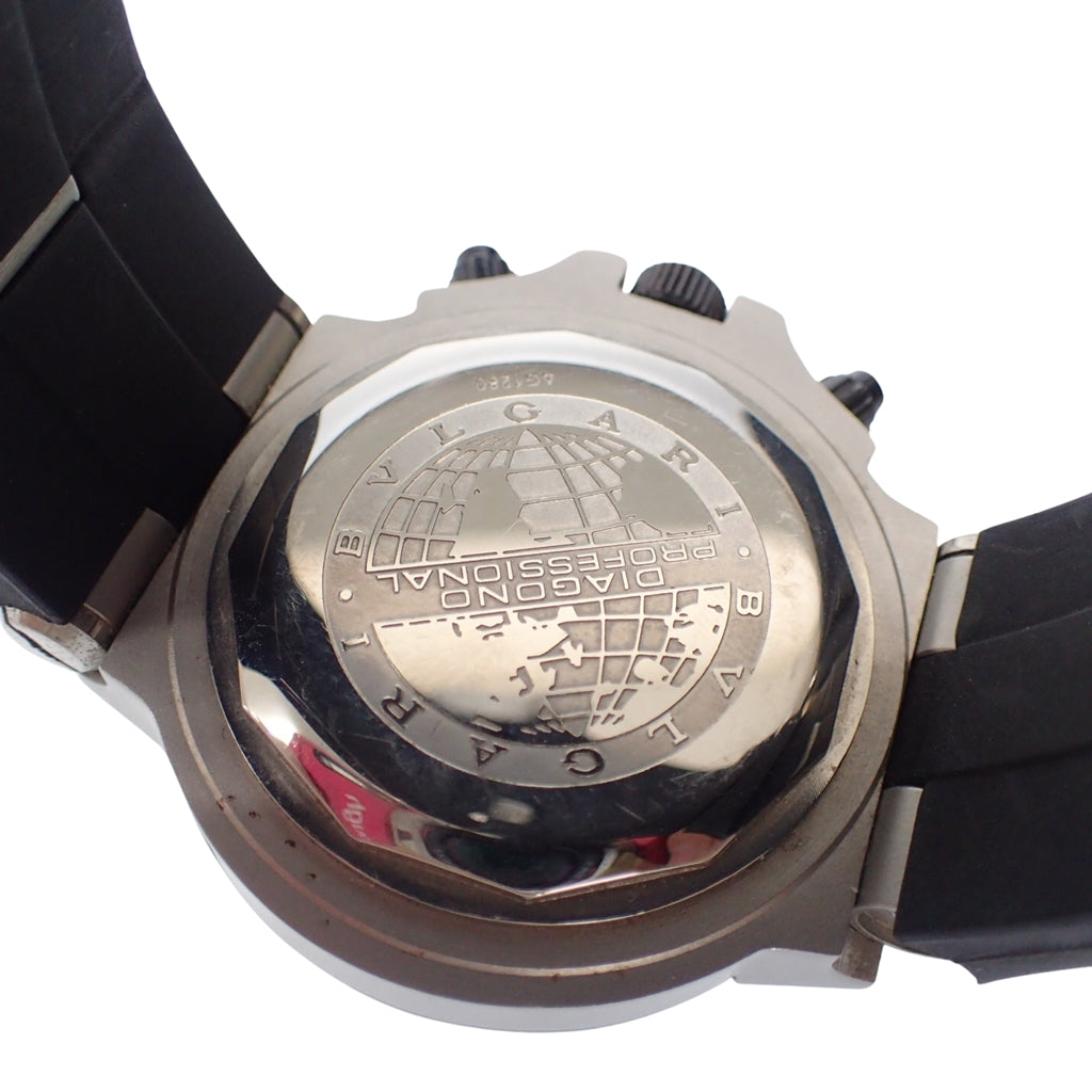 中古◆ブルガリ 腕時計 ディアゴノ プロフェッショナル クロノグラフ 文字盤青 黒×シルバー BVLGARI【AFI4】