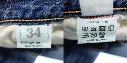 ウエアハウス デニムパンツ 2ND-HAND セコハン 1606 USED WASH メンズ インディゴ 34 WAREHOUSE【AFB29】【中古】