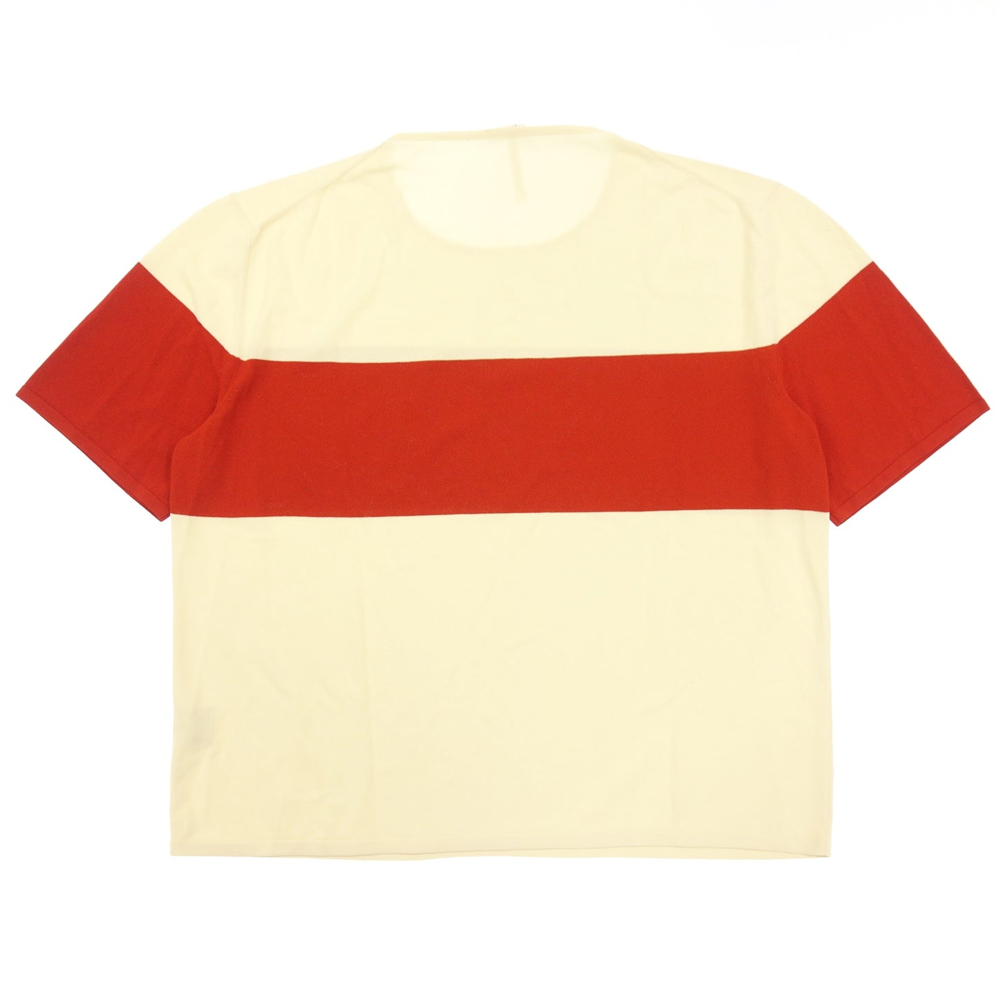 Used ◆Hermès Short Sleeve Knit T-shirt Margiela Period Border Rayon Ladies Size XL Red x Beige Hermès [AFB51] 