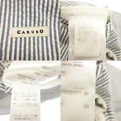 中古◆カルーゾ テーラードジャケット シングル 段返り3B シアサッカー メンズ ブルー×ホワイト サイズ44 CARUSO【AFB46】