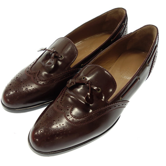 Very good condition ◆ Hermes leather shoes tassel loafer wing tip ladies 36.5 Burgundy HERMÈS [AFD4] 