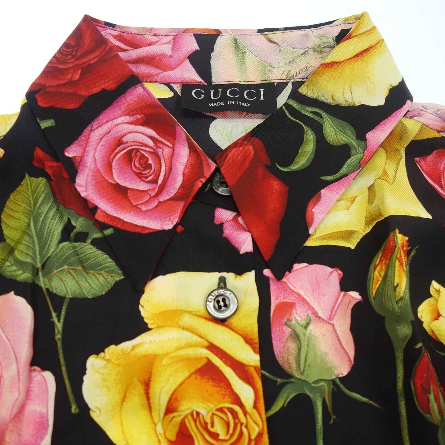 Good condition ◆ Gucci long sleeve shirt floral pattern flower silk size 42 ladies pink GUCCI [AFB29] 