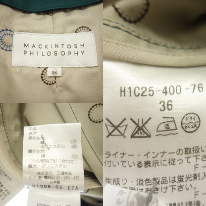 Used ◆ MACKINTOSH PHILOSOPHY Stainless Steel Collar Coat Val Color H1C25-400-76 Men's Green Size 36 MACKINTOSH PHILOSOPHY [AFB31] 