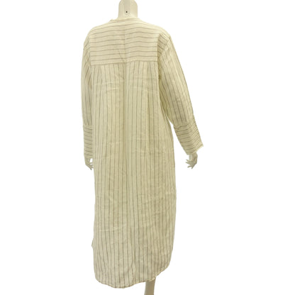 Good condition ◆ Seya Band color stripe dress 19-040-450-0006-1-0 Linen x Silk Ladies White S seya. [AFB3] 