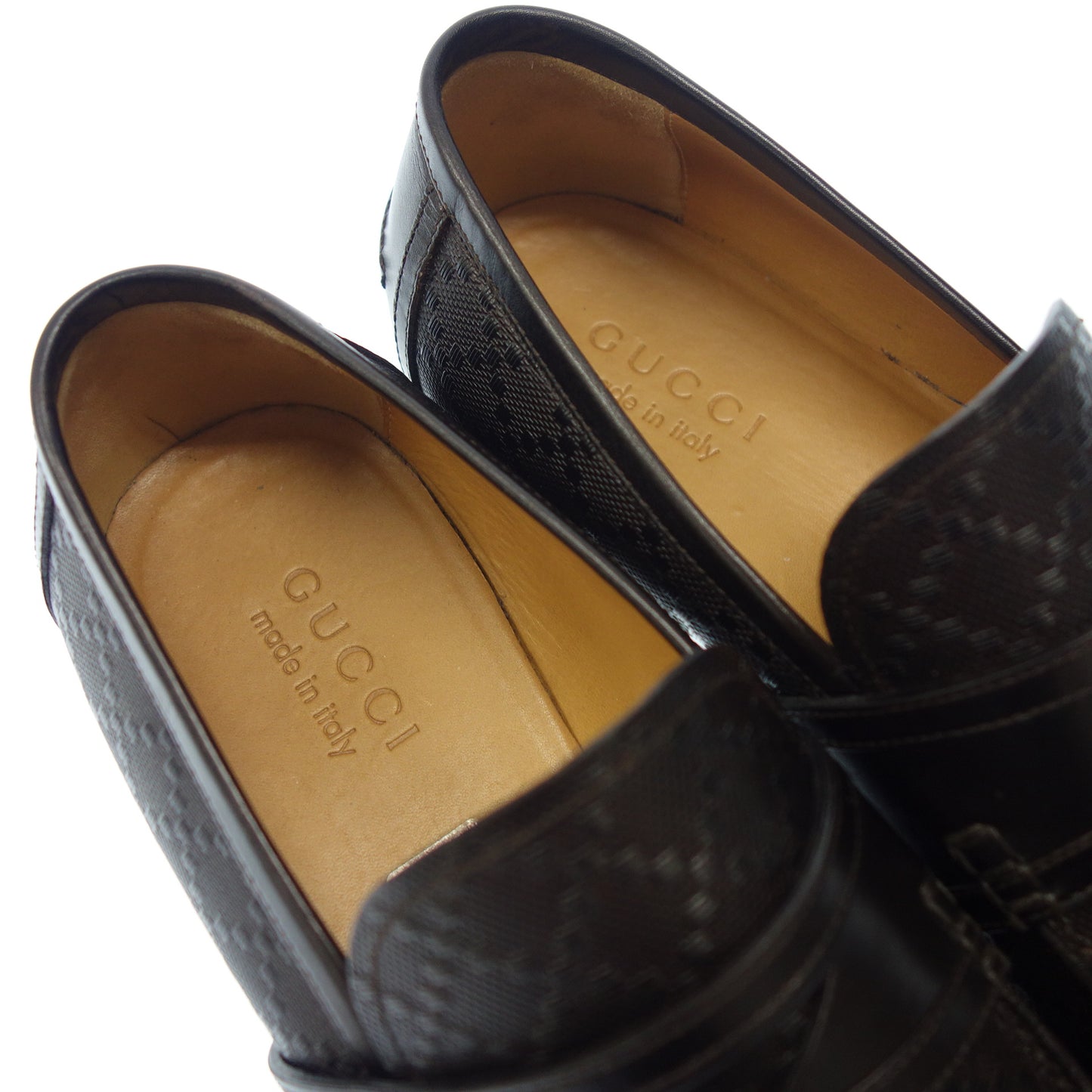 Good condition ◆ Gucci Leather Loafer Diamante Black Size 7 Men's GUCCI DIAMANTE [AFD8] 