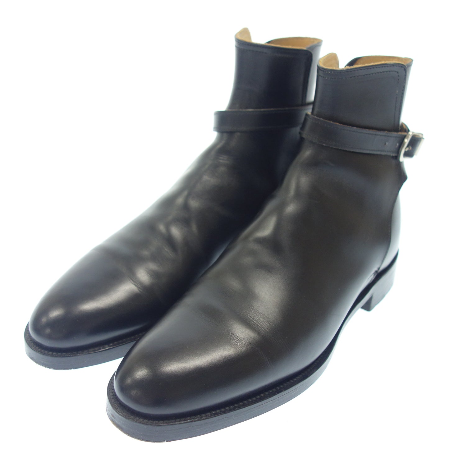 Good Condition◆Schneider Boots Leather Shoes Jodhpur Boots 52 Last Men's Black Size 8 SHNIDER BOOT 