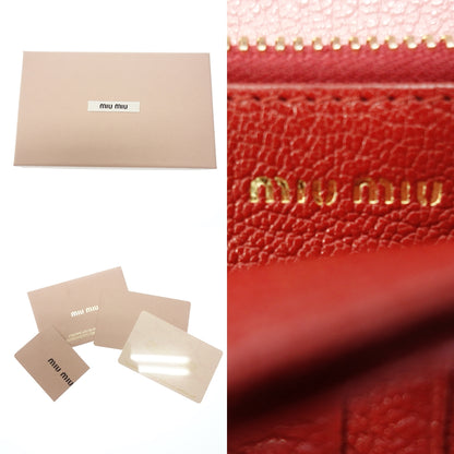 Used ◆ Miu Miu long wallet Madras love letter pink gold hardware miumiu [AFI20] 