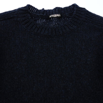 Balmain Alpaca Wool Knit Sweater M Men's Navy BALMAIN [AFB29] [Used] 