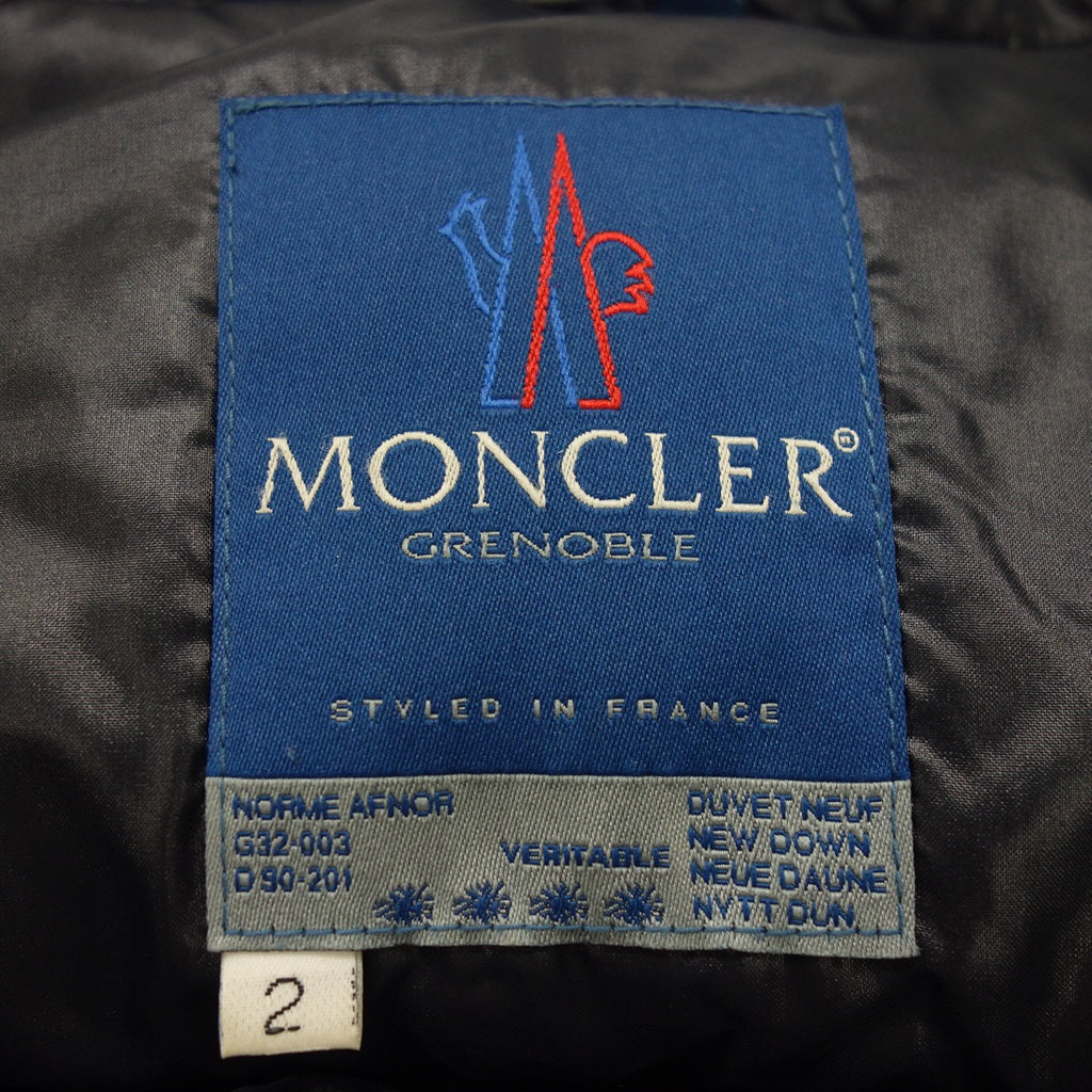 二手 ◆Moncler 羽绒服闪亮尼龙蓝色标签男式黑色 2 码 MONCLER [AFA18] 