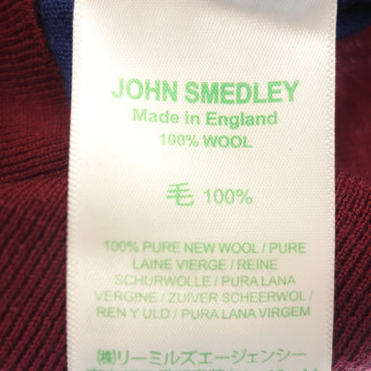 状况非常好 ◆ John Smedley Polo 衫边框美利奴羊毛长袖红蓝色男式尺码 S JOHN SMEDLEY [AFB24] 