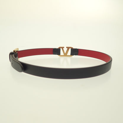 Like new◆Valentino leather bracelet V logo 2 rows black series VALENTINO [AFI8] 