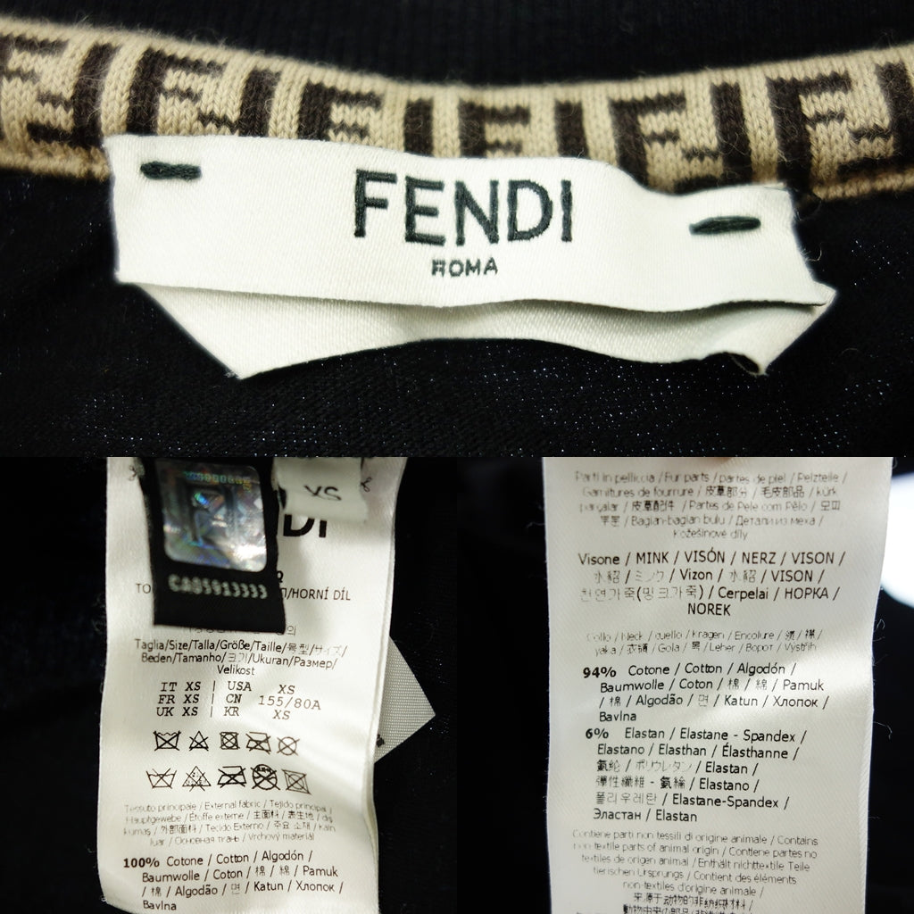中古◆フェンディ 半袖Tシャツ カットソー フロントロゴ ミンク メンズ 黒 サイズXS FENDI【AFB19】