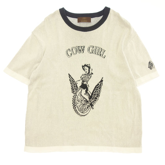 Good condition ◆ Vandori short sleeve knit Design Works special order COW GIRL Men's Gray M Vandori [AFB51] 