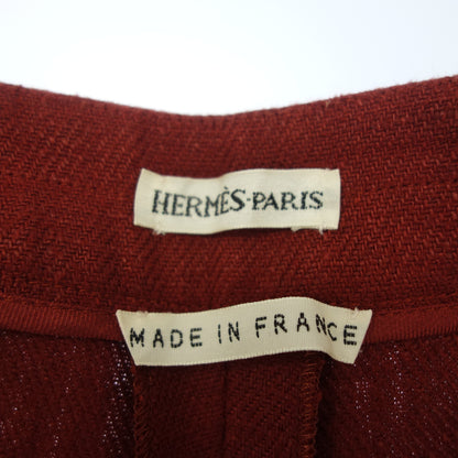 Hermes linen pants side zip leather pull Margiela period 3 ladies 38 red HERMES [AFB21] [Used] 