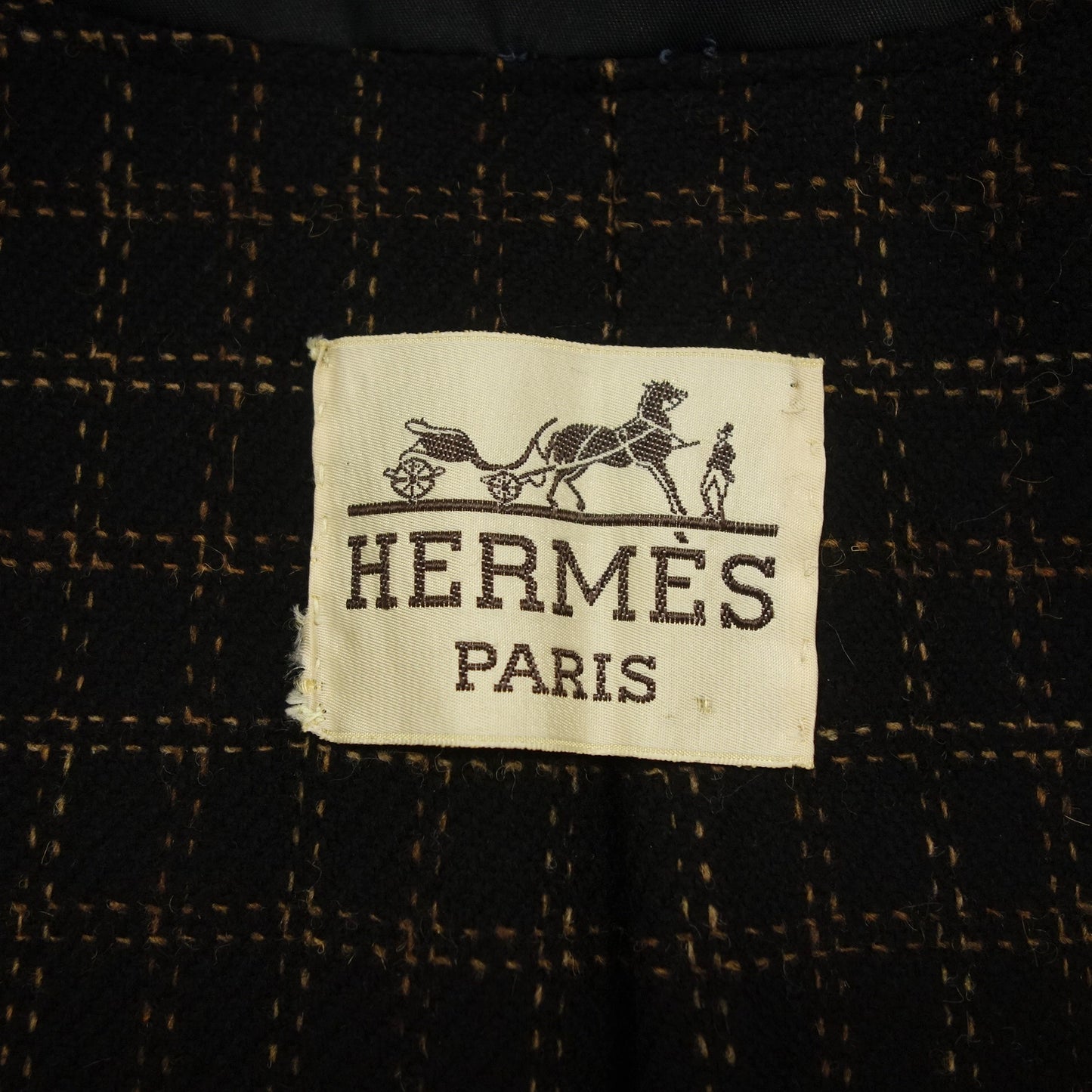 エルメス ナイロンジャケット レザー切替 メンズ 黒 HERMES【AFB12】【中古】