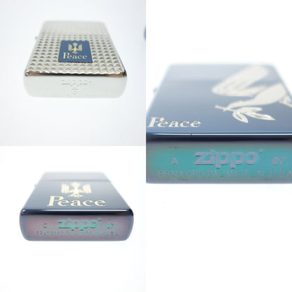Used Zippo Peace Blue Titanium 2007 Silver Blue ZIPPO 3-piece set [AFI18] 