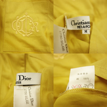 状况良好 ◆ Christian Dior 成衣短袖衬衫 徽标刺绣 女士尺码 M 芥末 Christian Dir PRET A PORTER [AFB12] 