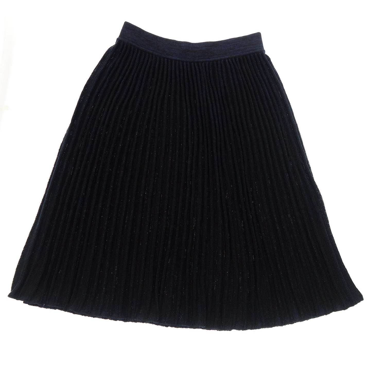 Very beautiful item◆Hermes Knit Skirt Pleated Design Linen x Rayon Size 38 Women's Dark Blue HERMES [AFB38] 