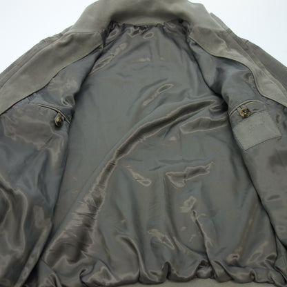 Good Condition ◆ Brioni Leather Blouson Zip Up Check Suede Size 54 Men's Gray Brioni [AFB43] 