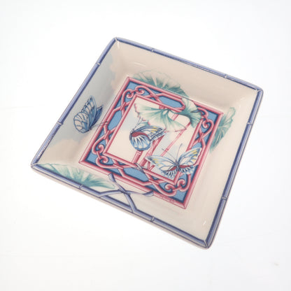 Good condition◆Hermès mini square plate butterfly pattern blue Hermès [AFB55] 