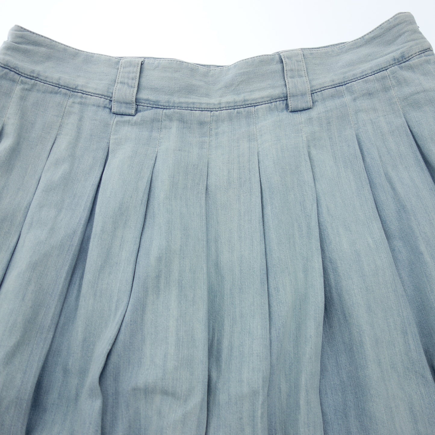 Miu Miu pleated skirt denim back logo ladies blue 42 MIUMIU [AFB26] [Used] 